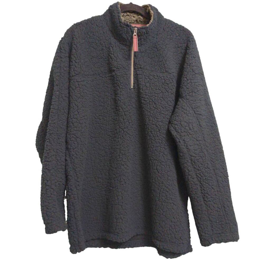 Carbon 2 Cobalt Mens Fleece Jacket Black Quarter Zip Mockneck Sherpa Large Tall